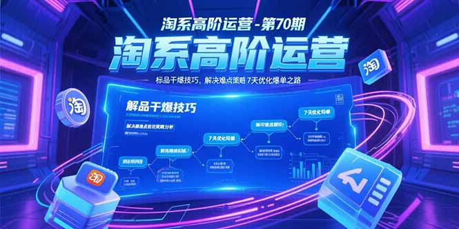 淘系高阶运营-第70期,标品干爆技巧,解决难点策略,大佬操盘方法-优优云网创