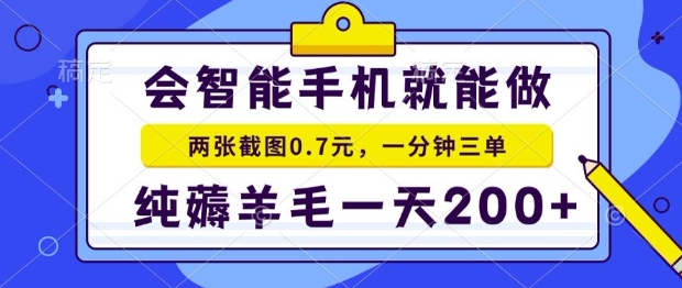 2025年零撸手机项目，二十秒一单，纯薅羊毛，一天200+做就有【揭秘】-优优云网创