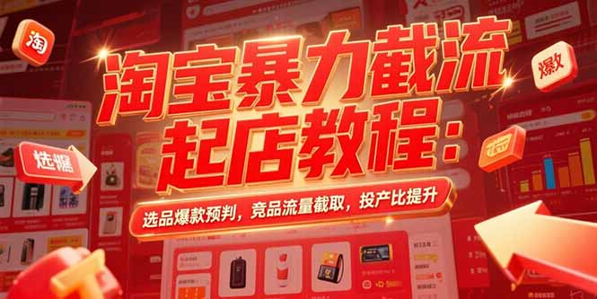 淘宝暴力截流起店教程:选品爆款预判,竞品流量截取,投产比提升-优优云网创