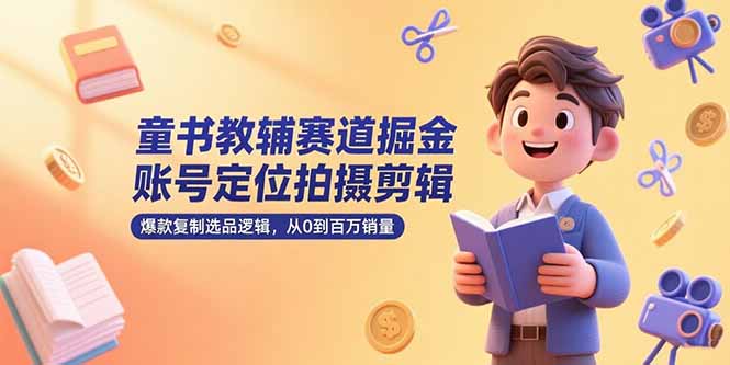 童书教辅赛道掘金，账号定位拍摄剪辑，爆款复制选品逻辑，从0到百万销量-优优云网创