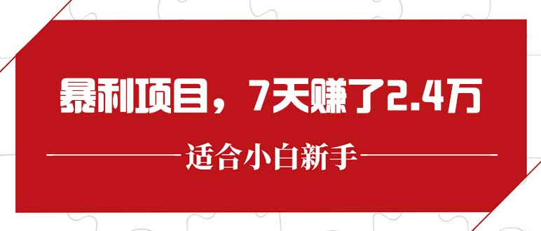 最新暴利项目,每单收益轻松在300以上,7天赚了2.4万-优优云网创