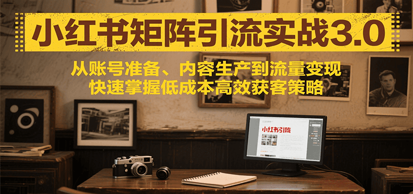 小红书矩阵引流3.0,从账号准备、内容生产到流量变现,快速掌握低成本高效获客策略-优优云网创